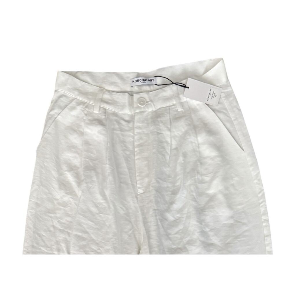 Nonchalant Label Fabi Pleated Front High Rise Wide Leg Pants White Size XL NEW - Picture 4 of 15